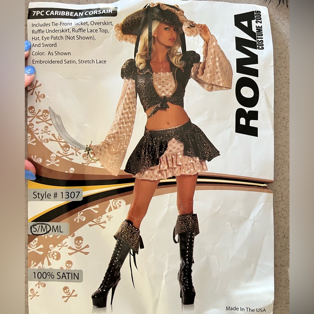 Roma Caribbean Corsair  Costume - Black and cream